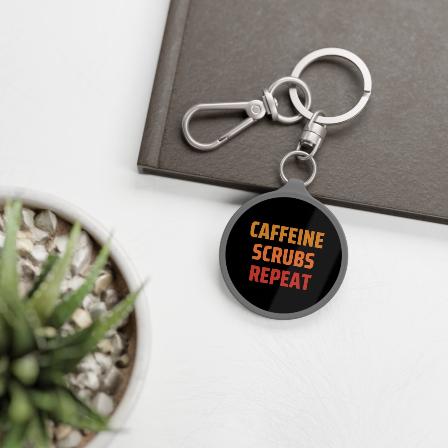 Caffeine Scrubs Repeat Keyring Tag