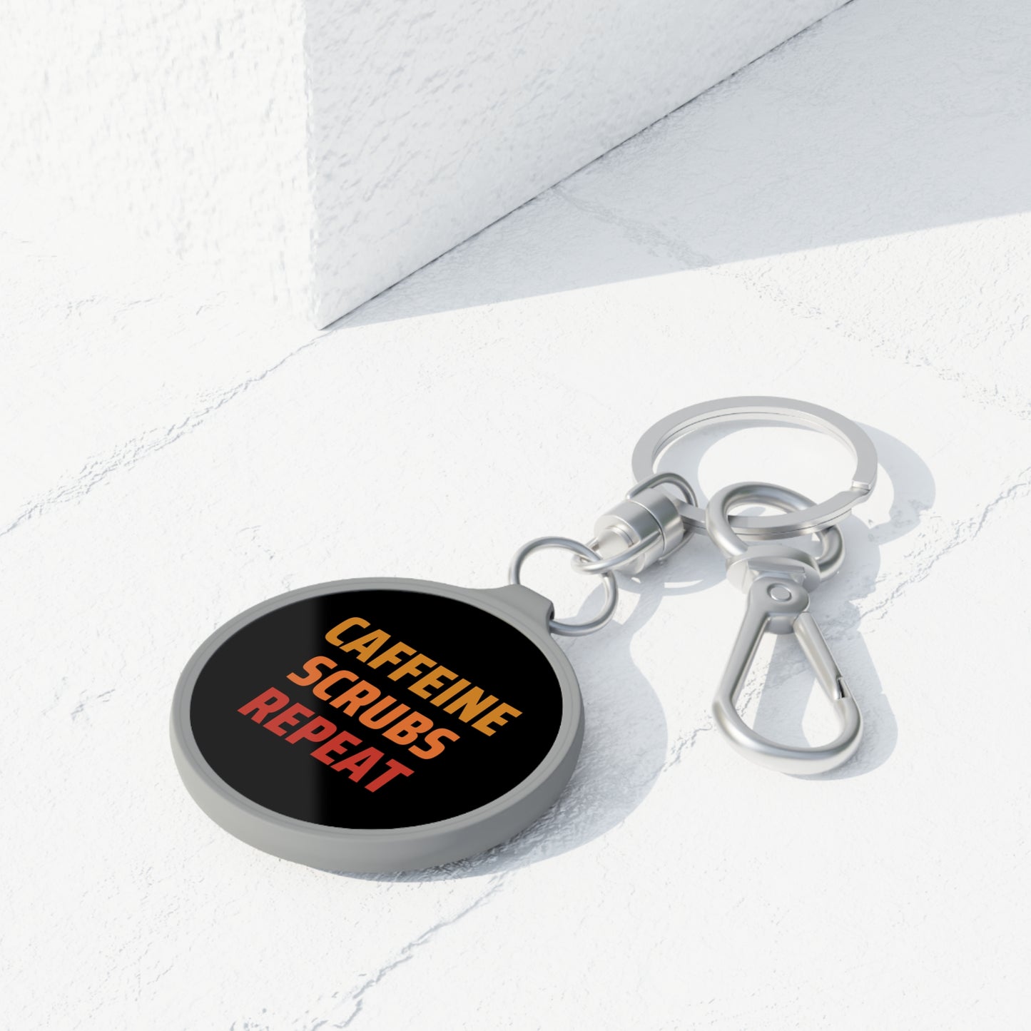 Caffeine Scrubs Repeat Keyring Tag