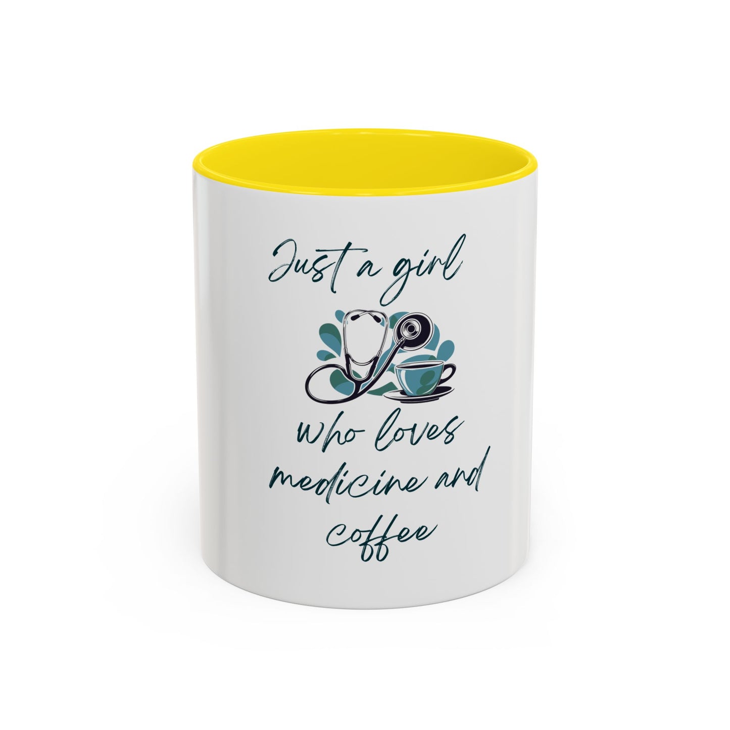 Just a Girl Who Loves Medicine and Coffee Mug, Fun Gift for Nurses, Doctor's Office Decor, Medicine Lover's Cup, Coffee Addict Mug
